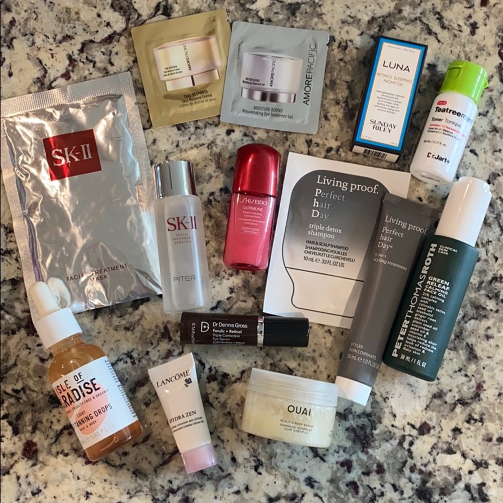 Luxury skincare bundle (sk-II, living proof, ouai)